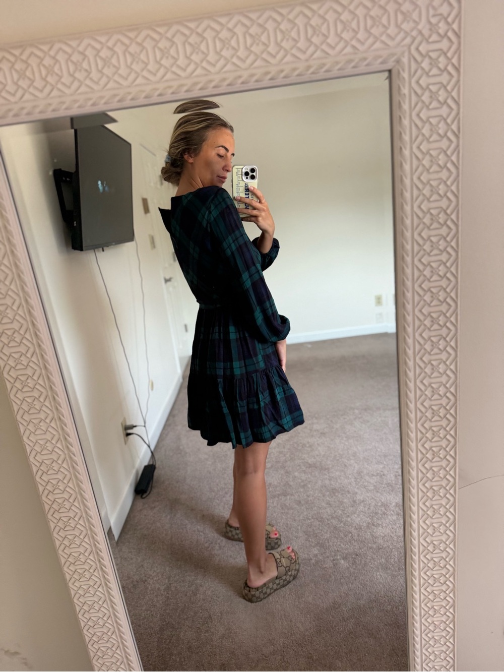 Jcrew plaid green dress size 6 - Picture 6 of 8